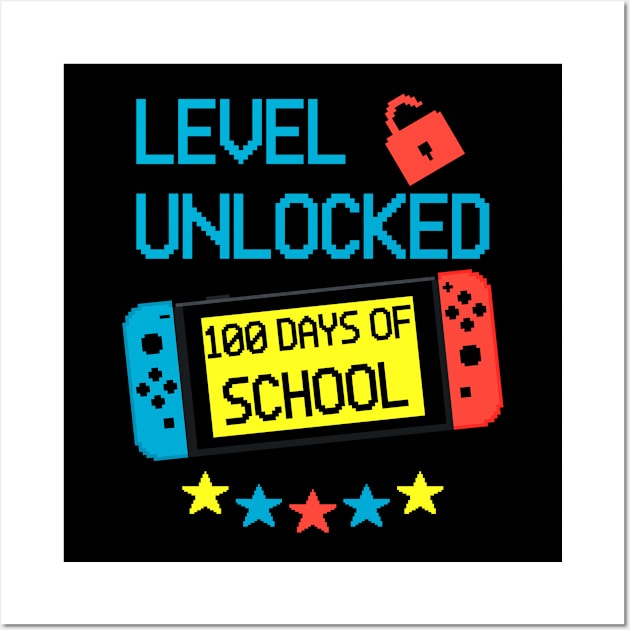 100 Days Of School Unlocked Gamer Video Games Wall Art by AnKa Art